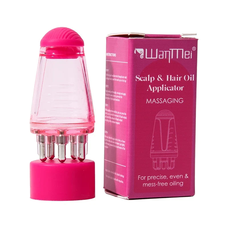 Hair oil and serum applicator bottle with precision nozzle pink 