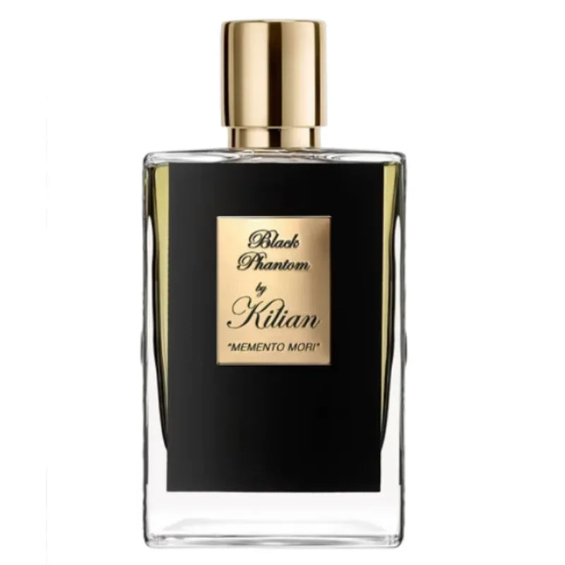 Perfume bottle labeled 'Black Phantom by Kilian' on a white background