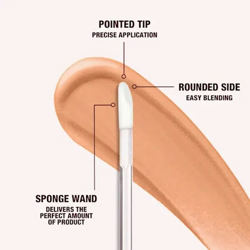 Cosmetic sponge applicator with labeled points on a beige background