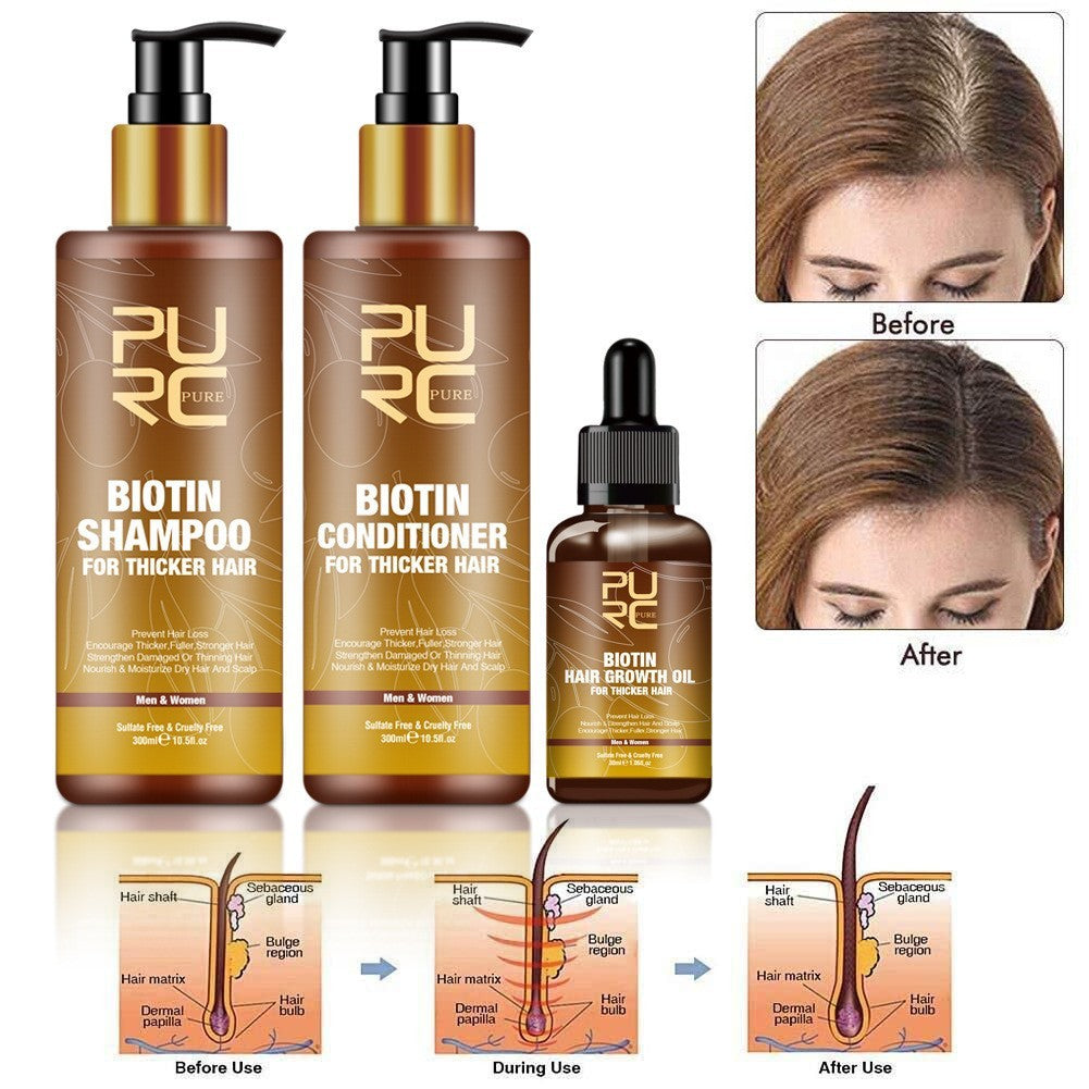 Texture et application du shampooing PURE Biotin pour cheveux doux et sains