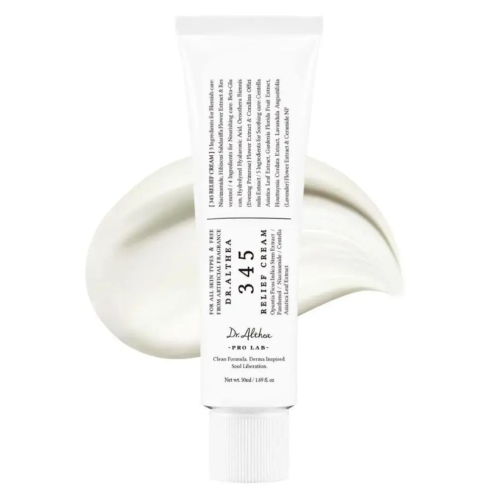 Relief 345 anti-acne cream for soothing and blemish control, suitable for oily and sensitive skin