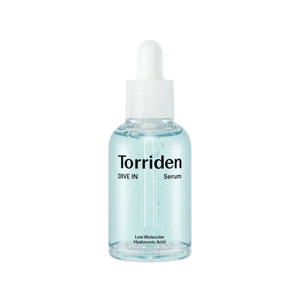 Torriden serum bottle with dropper on a white background